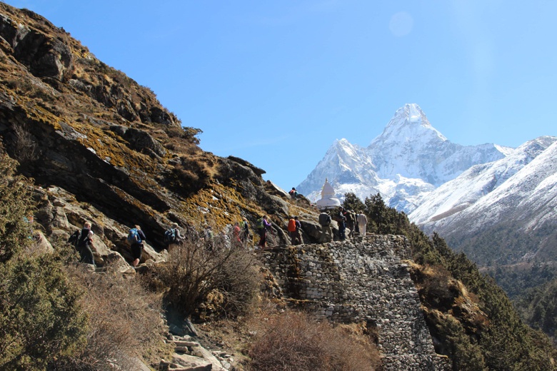 Beautiful snow capped mountain view seen while trekking to Everest Base Camp